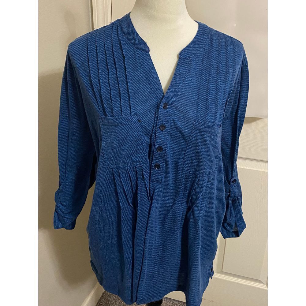 French Laundry Blue Button Long Sleeve Women's Casual Shirt XL‎